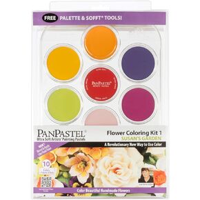PanPastel 30115 Susan Tierney Cockburn Flower Coloring #1 مجموعة ألوان باستيل فائقة النعومة مكونة من 10 ألوان مع أدوات ناعمة ولوحة ألوان