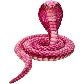Cobra Snake Stuffed Toy - 31.5'' Realistic Plushie, Soft Cotton Filling, Surprise Gift, Unisex, Medium, Rose Red