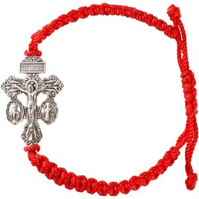 Pardon Crucifix Religious Bracelet for Women Men,St Benedict Bracelet,Milagrosa Medal Bracelet,La Cruz Del Perdon Catolica,Crucifijo Del Perdon,Crucifijos Catolicos,Medalla De San Benito Bracelet(Red)