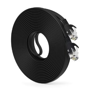 Cat6 Ethernet Cable 10 ft (1-Pack) GearIT Flat Internet Network Cable, Cat6 Patch Cords, Cat6 Cable, Cat 6 Cable, Cat 6 Ethernet Cable, RJ45 Connectors for Router, Modem - Black 10 Feet