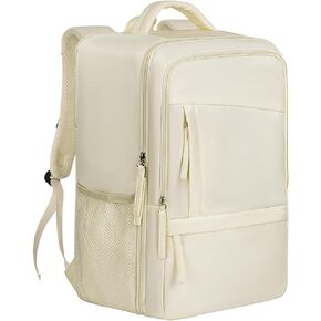 Carry On Backpack, Personal Item bag, 15.6 Inch Laptop Daypack for Women Weekender Business Hiking Gym Backpack, Anti-theft backpack With USB/TYPE-C Port, Waterproof, Flight Approved, Beige