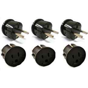 CKITZE BA-4 American To European German Schuko Outlet Heavy Duty Plug Adapter - 6 Pack