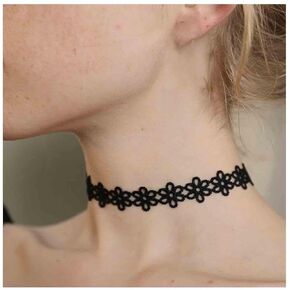 Boho Black Lace Choker Necklace Black Flower Lace Necklace Chain Gothic Choker Necklace Vintage Lace Collar Choker Necklace for Women and Girls