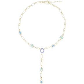 HSQYJ Gold Geometric Chain Link Y Choker Necklace for Women Dainty Paperclip Link Chain Crystal Turquoise Necklaces Bohemian Fashion Jewelry for Women Girls