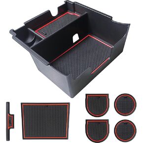 SENSHINE Cup Holder Insert&Center Console Organizer Tray for Subaru Crosstrek Accessories 2018-2022 2023 Impreza Accessories 2017-2022 2023 Secondary Storage Armrest Box Insert Tray (Orange Trim)
