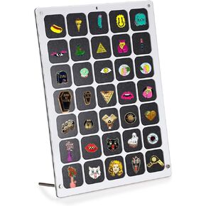 Acrylic Pin Display Board - 35 Grids, Clear Collection Display Holder for Enamel Pins, Wall & Desktop Pin Display Case Dust-free Display Stand for Jewelry Pins, Pin Enthusiast Collectibles