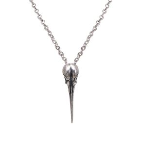 925 Sterling Silver Creepy Skull Hummingbird Pendant Necklace