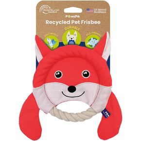 Flying Disc Tug-of-War Toy, Eco-Friendly Recycled Material, Squeaker Toy for Medium and Large Dogs, for Throwing & Fetching 8.5" Diameter (Fierce Fox)