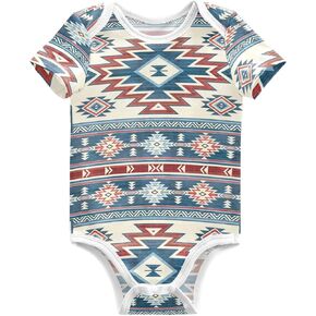 Native American Indian Geometric Unisex Baby Bodysuits Ethnic Tribal Aztec Navajo Newborn Short Sleeve Jumpsuit 3M