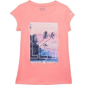 Hurley Girl's Graphic T-Shirt (Little Kids) Guava Glow Heather 6 Little Kid