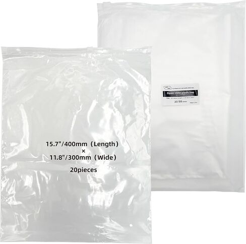 19.6"x15.7"（20 Count）Frosted Clear Plastic Bags Frosted Clear Plastic Bags,Resealable Polypropylene Poly Bags for Packaging,Self Seal & Reinforced -Storage Bags with Slider Closure(Transparent type) (19.6 x 15.7) in Saudi Arabia