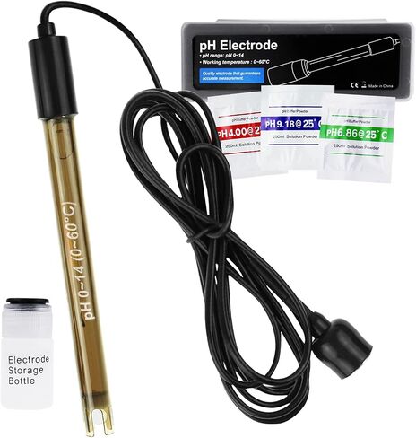 Replacement pH Electrode with Calibration Powder, 0-14 pH Highly Accurate Probe with BNC Connector & 200cm Cable for Continuous Liquid Measurement in Saudi Arabia