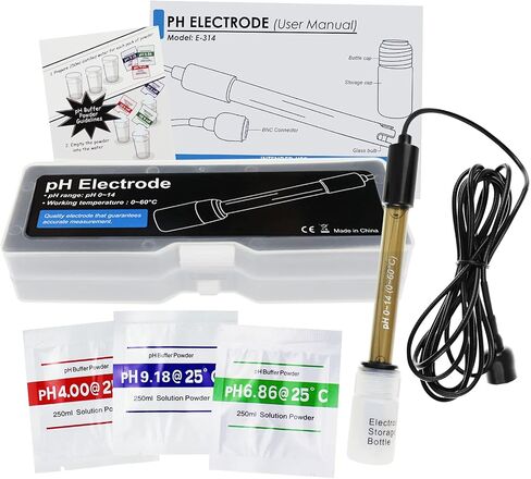 Replacement pH Electrode with Calibration Powder, 0-14 pH Highly Accurate Probe with BNC Connector & 200cm Cable for Continuous Liquid Measurement in Saudi Arabia
