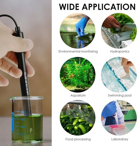 Replacement pH Electrode with Calibration Powder, 0-14 pH Highly Accurate Probe with BNC Connector & 200cm Cable for Continuous Liquid Measurement in Saudi Arabia