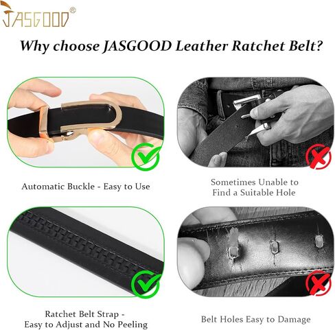 JASGOOD Ratchet Leather Belt for Women Ladies Ratchet Belt for Jeans Pants Dresses with Gold Buckle, Brown in Saudi Arabia