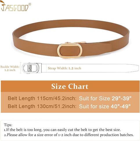 JASGOOD Ratchet Leather Belt for Women Ladies Ratchet Belt for Jeans Pants Dresses with Gold Buckle, Brown in Saudi Arabia