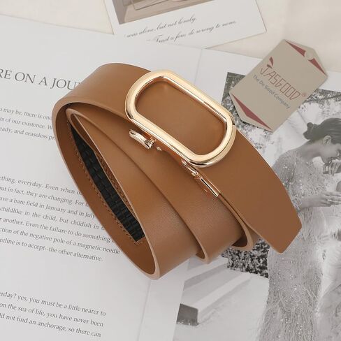 JASGOOD Ratchet Leather Belt for Women Ladies Ratchet Belt for Jeans Pants Dresses with Gold Buckle, Brown in Saudi Arabia