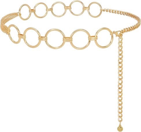 سلسلة خصر معدنية للنساء والفتيات من ويبي، أحزمة خصر قابلة للتعديل، أحزمة بطن عصرية لفساتين الجينز باللون الذهبي in Kuwait