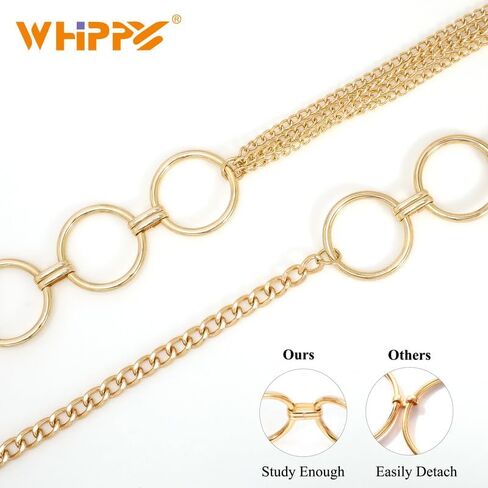 سلسلة خصر معدنية للنساء والفتيات من ويبي، أحزمة خصر قابلة للتعديل، أحزمة بطن عصرية لفساتين الجينز باللون الذهبي in Kuwait