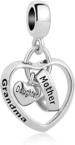 Mom Mother Daughter Charm Love Heart Set Dangle Beads for European Bracelets in Saudi Arabia