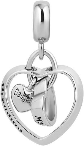 Mom Mother Daughter Charm Love Heart Set Dangle Beads for European Bracelets in Saudi Arabia
