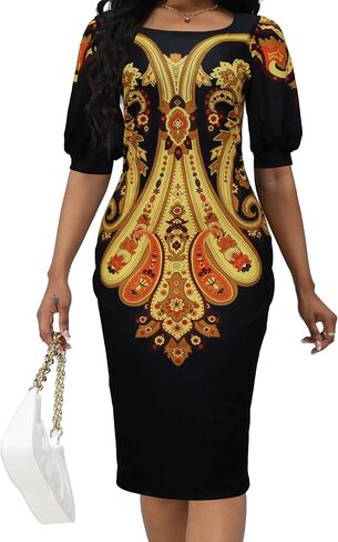 VisiChenup African Dress for Women Sexy Elegant Short Sleeve Bodycon Ladies Church Dresses in Saudi Arabia