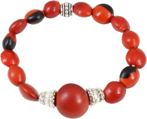 E B Evelyn Brooks Designs Classic Stretchy Adjustable Beaded Bracelet for Women 6.5" - 7.5" w/Meaningful Good Luck Huayruro Seeds Beads - Great Gifts for Mom, Daughter, Sister, Aunt, Girlfriend in Saudi Arabia
