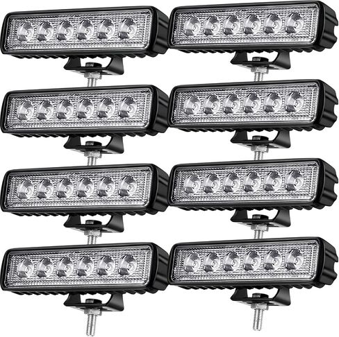 Treela 8 Pcs 6 Inch LED Light Bar 72W 3200lm 6000K Automotive Light Bars Single Row LED Light Waterproof LED off Road Lights Driving Fog Light for Car Truck Boat SUV ATV UTV Golf Cart in Saudi Arabia
