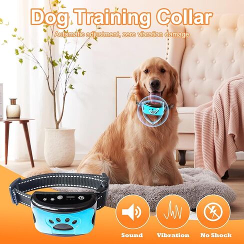 Caring Pet Anti-Bark Collar | Silent Training Aid | Soft Vibration, No Shock Barking Control for Small to Large Breeds | Excessive Barking Behavior Correction, (Battery Powered), Blue in Kuwait
