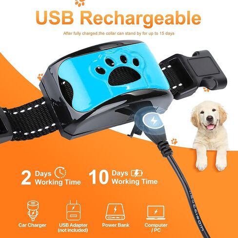 Caring Pet Anti-Bark Collar | Silent Training Aid | Soft Vibration, No Shock Barking Control for Small to Large Breeds | Excessive Barking Behavior Correction, (Battery Powered), Blue in Kuwait