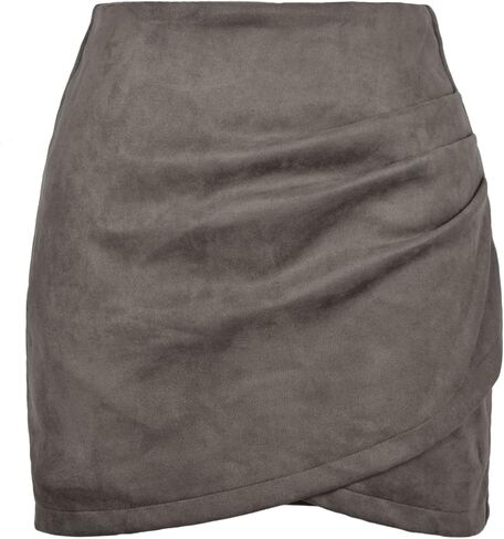 Daysskk Womens Skirts High Waisted Faux Suede Skirt Irregular Mini Bodycon Skirt in Saudi Arabia