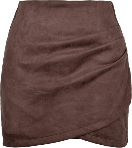 Daysskk Womens Skirts High Waisted Faux Suede Skirt Irregular Mini Bodycon Skirt in Saudi Arabia
