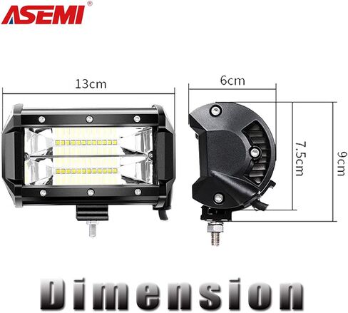 (2 Pack) ASEMI Car Light Bar 5-Inch 72W Flood Beam Light LED Dual Row IP67 Waterproof Combo Beam Work Light Driving Fog Off Road Lights LED Cubes Lights for Pickup Truck ATV UTV Boat in Saudi Arabia