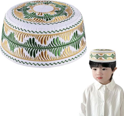 Kids Boys Muslim Prayer Kufi Hat Islamic Prayer Cap Embroidered Prayer Headwear Cap Praying Skull Cap Topi Ramadan Eid Hat in Saudi Arabia