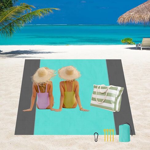 Beach Bag Beach Blanket Large Tote Bags for Women 79''*83'' Beach Mat Picnic Blanket Waterproof Sandproof Lightweight Portable Camping Essentials Beach Accessories in Saudi Arabia