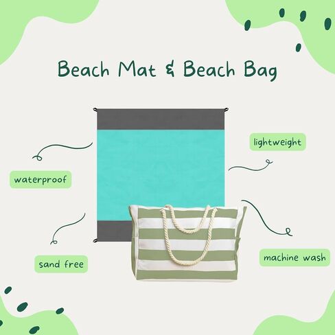Beach Bag Beach Blanket Large Tote Bags for Women 79''*83'' Beach Mat Picnic Blanket Waterproof Sandproof Lightweight Portable Camping Essentials Beach Accessories in Saudi Arabia