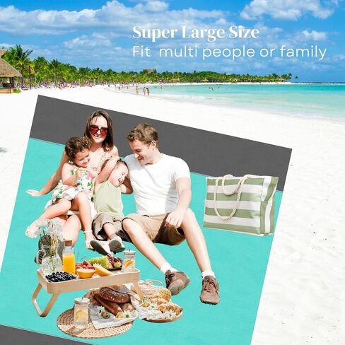 Beach Bag Beach Blanket Large Tote Bags for Women 79''*83'' Beach Mat Picnic Blanket Waterproof Sandproof Lightweight Portable Camping Essentials Beach Accessories in Saudi Arabia