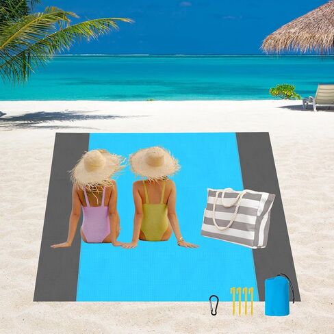 حقيبة الشاطئ بطانية الشاطئ كبيرة حمل الحقائب للنساء 79 ''* 83'' شاطئ حصيرة نزهة بطانية مقاوم للماء الرمال خفيفة الوزن المحمولة التخييم أساسيات الشاطئ الملحقات in Kuwait