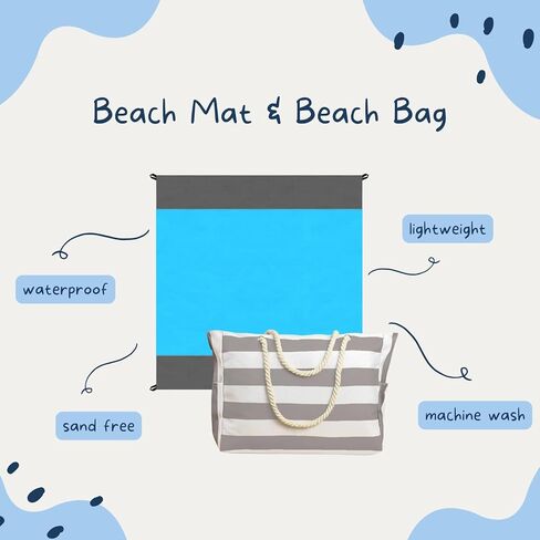 حقيبة الشاطئ بطانية الشاطئ كبيرة حمل الحقائب للنساء 79 ''* 83'' شاطئ حصيرة نزهة بطانية مقاوم للماء الرمال خفيفة الوزن المحمولة التخييم أساسيات الشاطئ الملحقات in Kuwait