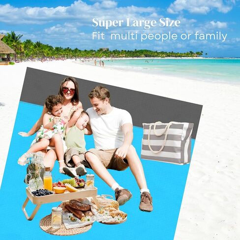 حقيبة الشاطئ بطانية الشاطئ كبيرة حمل الحقائب للنساء 79 ''* 83'' شاطئ حصيرة نزهة بطانية مقاوم للماء الرمال خفيفة الوزن المحمولة التخييم أساسيات الشاطئ الملحقات in Kuwait