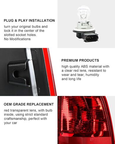 مصباح خلفي Nifeida متوافق مع 2009-2018 Dodge Ram 1500 2500 3500 مصباح فرامل خلفي مع لمبة داخلية يستبدل CH2819124، جانب السائق والراكب (قطعتان) in Kuwait