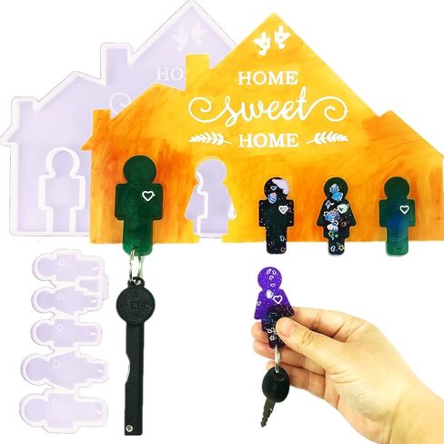 قوالب راتنج حامل المفاتيح، لوحة تنظيم سلسلة المفاتيح، قوالب سيليكون لراتنجات الإيبوكسي للتعليق على الحائط، قالب راتنج الصب لتزيين مدخل الأسرة، تخزين المفاتيح للجدار، الباب، ديكور المنزل المكتبي in Kuwait