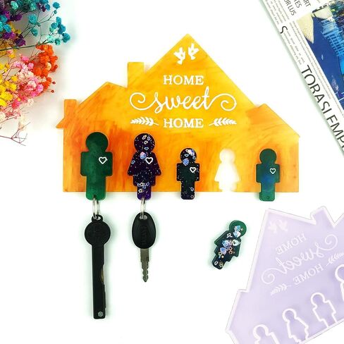 قوالب راتنج حامل المفاتيح، لوحة تنظيم سلسلة المفاتيح، قوالب سيليكون لراتنجات الإيبوكسي للتعليق على الحائط، قالب راتنج الصب لتزيين مدخل الأسرة، تخزين المفاتيح للجدار، الباب، ديكور المنزل المكتبي in Kuwait