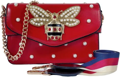 Designer Bee Purse Fashion Crossbody Bags with Pearl for Women Pu Leather Shoulder Clutch Handbags in Saudi Arabia