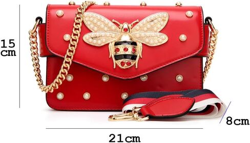 Designer Bee Purse Fashion Crossbody Bags with Pearl for Women Pu Leather Shoulder Clutch Handbags in Saudi Arabia