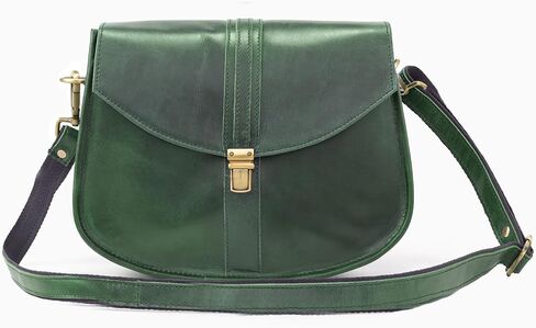 Handmade World Gift Genuine Buffalo Leather Crossbody Bags for Women Multi-Pocket Travel Purse and Sling Saddle Bag (Green) in Saudi Arabia