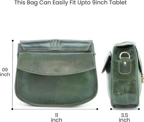 Handmade World Gift Genuine Buffalo Leather Crossbody Bags for Women Multi-Pocket Travel Purse and Sling Saddle Bag (Green) in Saudi Arabia