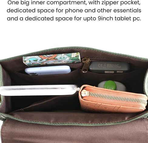 Handmade World Gift Genuine Buffalo Leather Crossbody Bags for Women Multi-Pocket Travel Purse and Sling Saddle Bag (Green) in Saudi Arabia