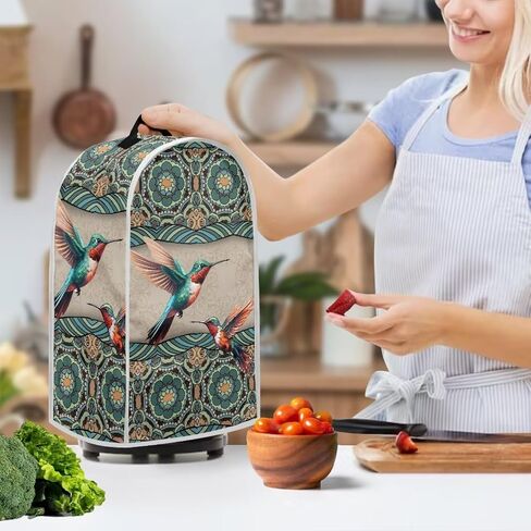 3D Hummingbird Blender Cover Boho Mandala Stand Mixer Cover Small Kitchen Machine Cover Anti Fingerprint Stain Resistant Blender Cover for Home Kitchen Universal Appliance Covers. in Kuwait