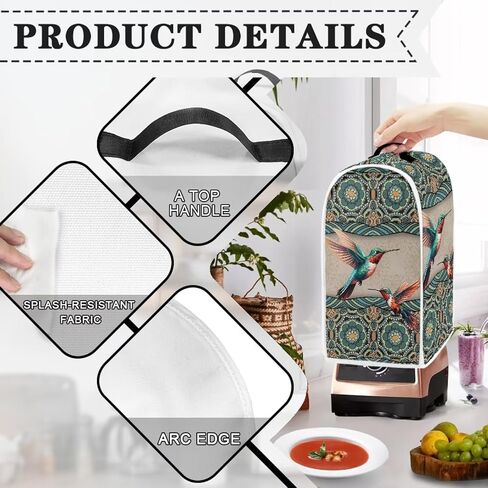 3D Hummingbird Blender Cover Boho Mandala Stand Mixer Cover Small Kitchen Machine Cover Anti Fingerprint Stain Resistant Blender Cover for Home Kitchen Universal Appliance Covers. in Kuwait